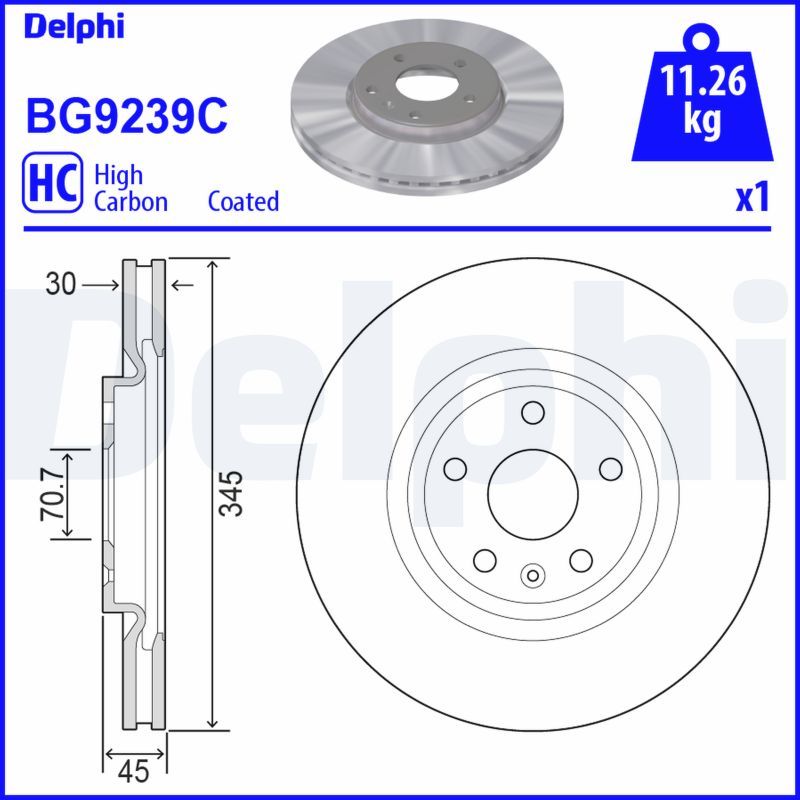 Гальмівний диск, Delphi BG9239C