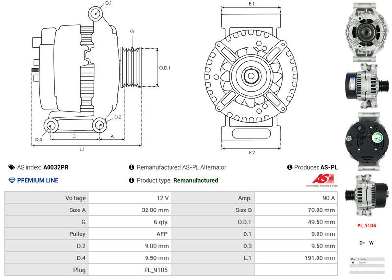 AS-PL A0032PR Alternator