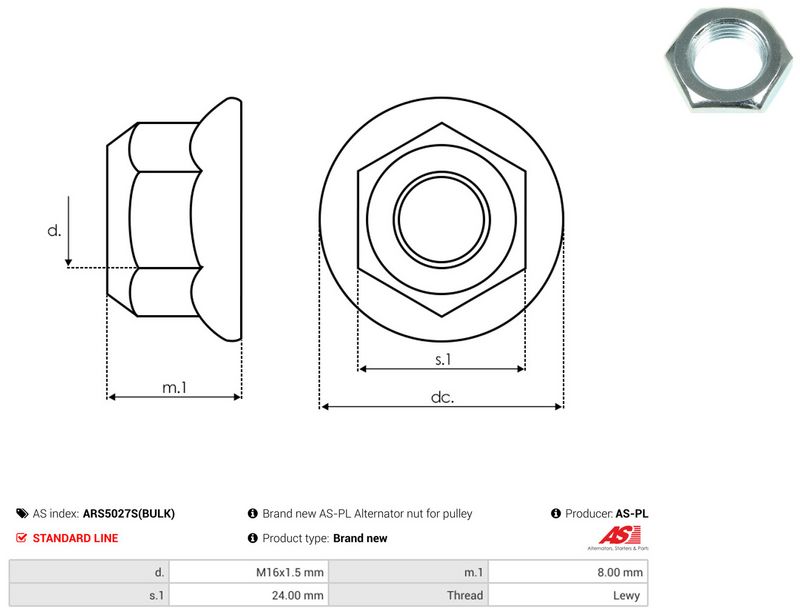 AS-PL ARS5027S(BULK) Repair Set, alternator