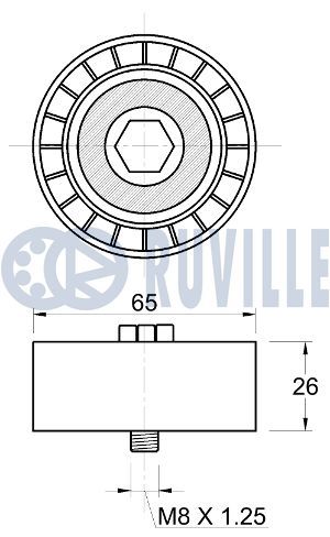 Відвідний/напрямний ролик, поліклиновий ремінь, Ruville 542742