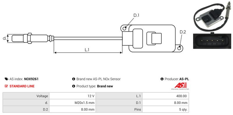 AS-PL NOX9261 NOx Sensor, urea injection