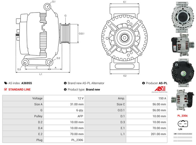 AS-PL A3695S Alternator