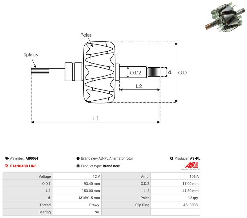 rootor, generaator, AS-PL AR0064
