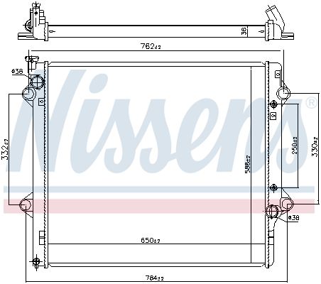 Радіатор, система охолодження двигуна, TOYOTA LAND CRUISER PRADO J120 (02-) 3.0 TD, Nissens 64661