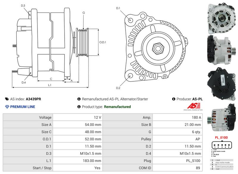 AS-PL A3439PR Alternator