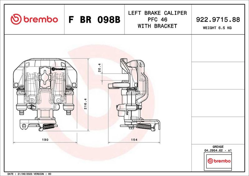 BREMBO FBR098B Brake Caliper