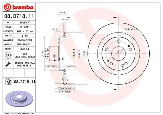 Гальмівний диск, Brembo 08.D718.11