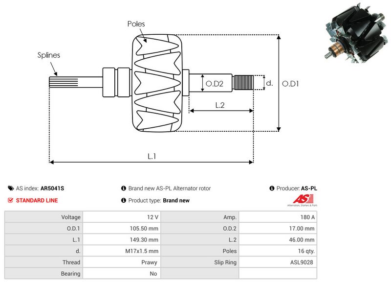 AS-PL AR5041S Rotor, alternator