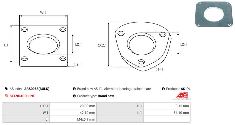 AS-PL ARS0063(BULK) Repair Set, alternator