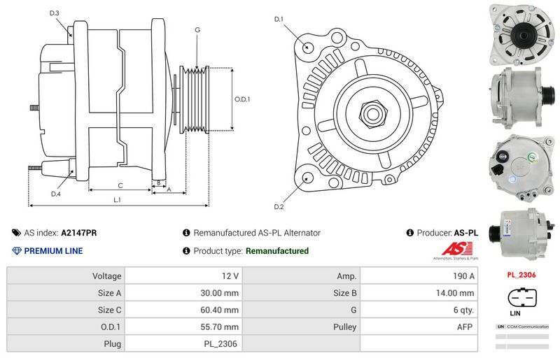 AS-PL A2147PR Alternator