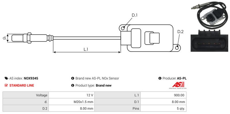 AS-PL NOX9345 NOx Sensor, urea injection