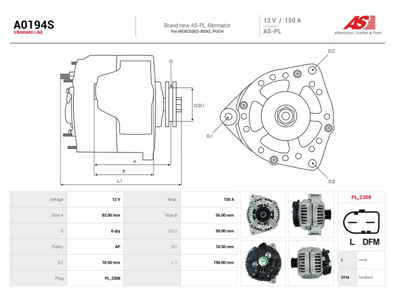 Generaator, AS-PL A0194S