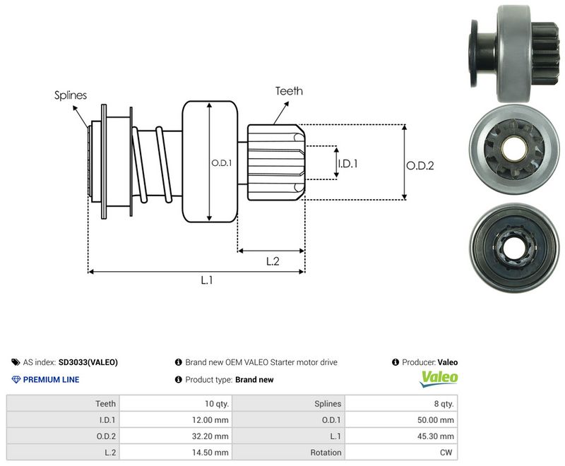 Vabajooks, starter, AS-PL SD3033(VALEO)