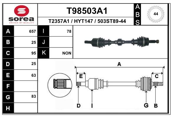 EAI hajtótengely T98503A1