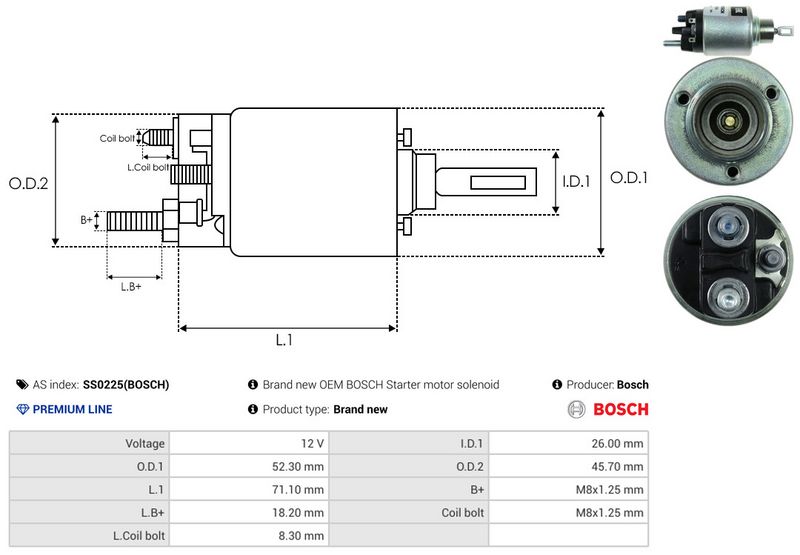 Magnetlülitus, starter, AS-PL SS0225(BOSCH)