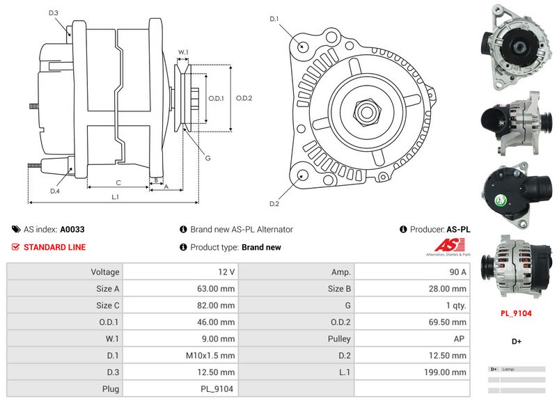 AS-PL A0033 Alternator