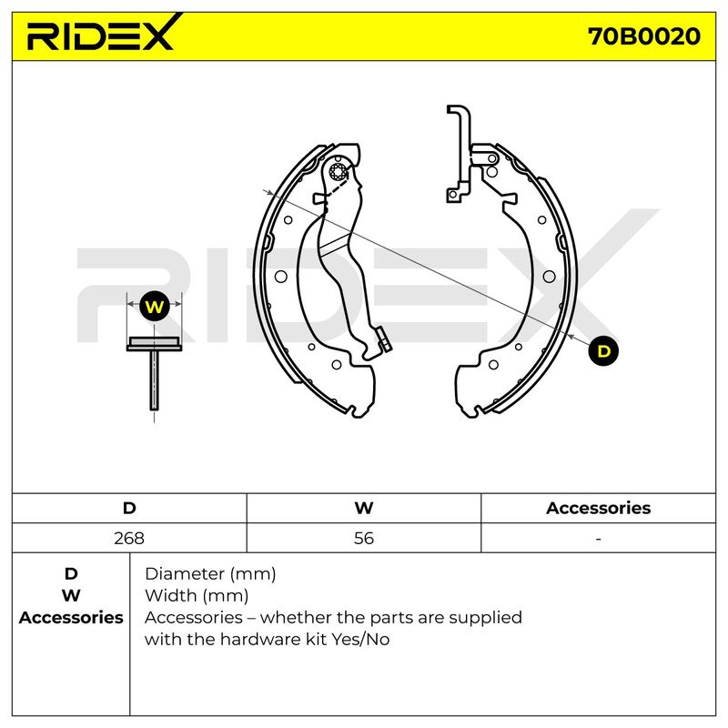 комплект спирачна челюст RIDEX