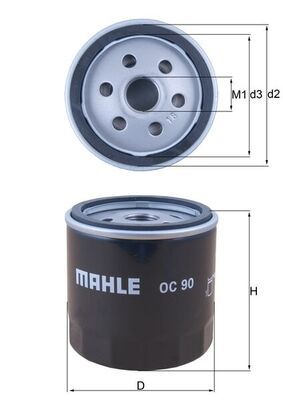 OC90 Фильтр масляный Mahle Lanos, Aveo (в карт. коробке) MAHLE ORIGINAL