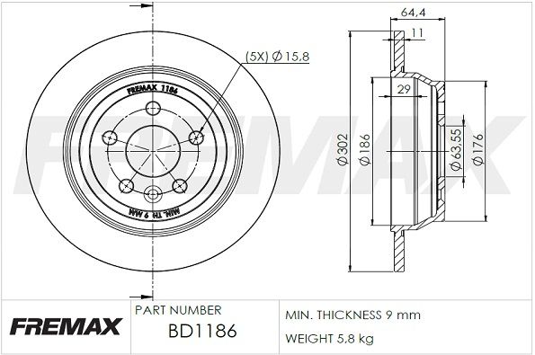 Гальмівний диск, Fremax BD-1186