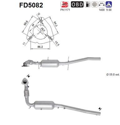 AS FD5082 Протисажний/пиловий фільтр, система відведення ВГ