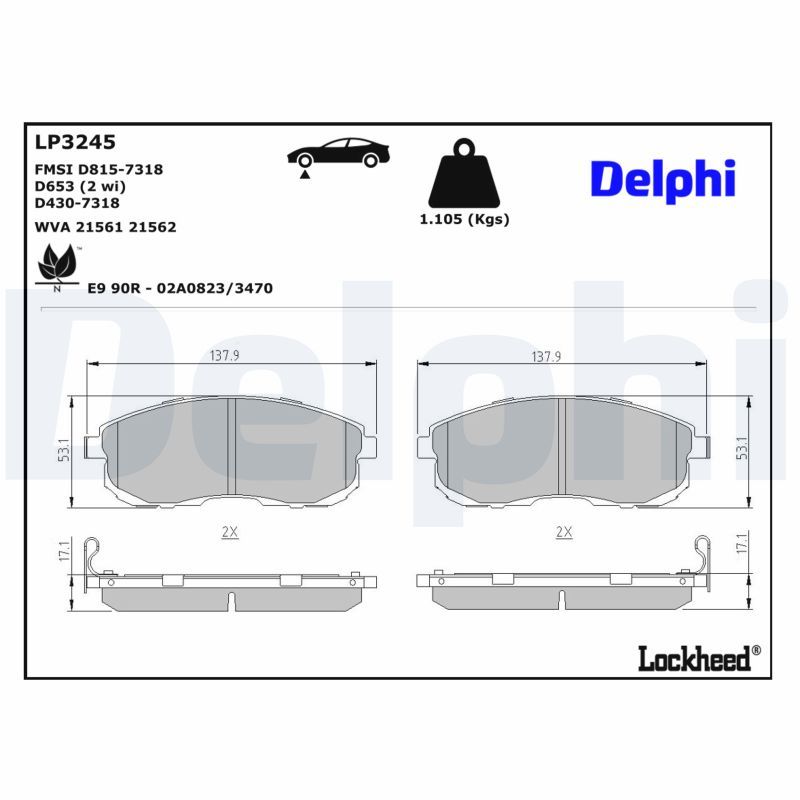 Piduriklotsi komplekt, ketaspidur, DELPHI LP3245
