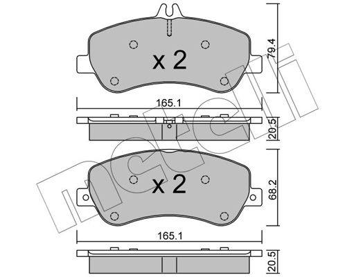 Комплект гальмівних накладок, дискове гальмо, Metelli 22-0825-0