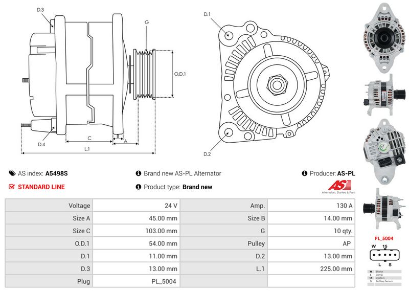 AS-PL A5498S Alternator