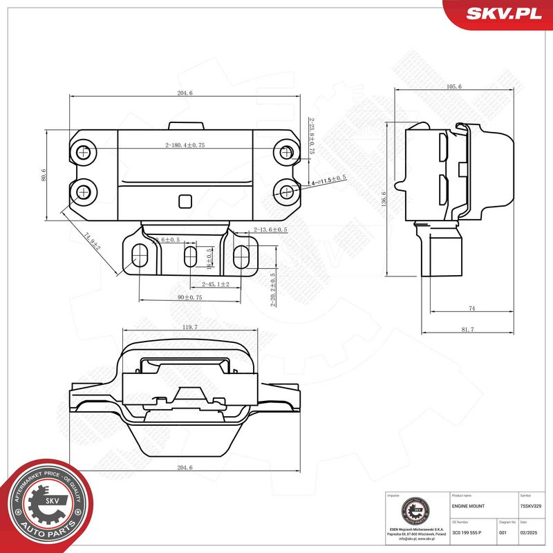 ESEN SKV 75SKV329 Mounting, engine