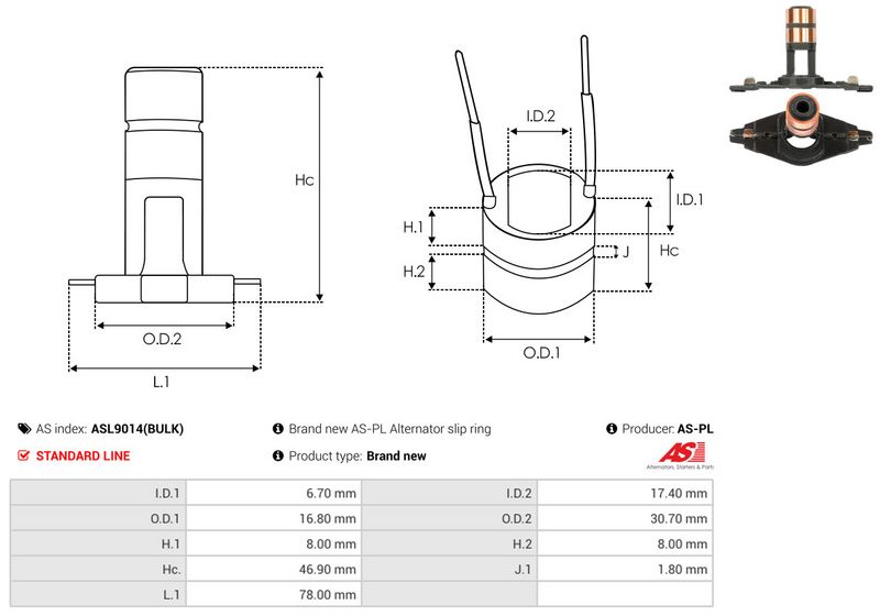 Rõngas, generaator, AS-PL ASL9014(BULK)