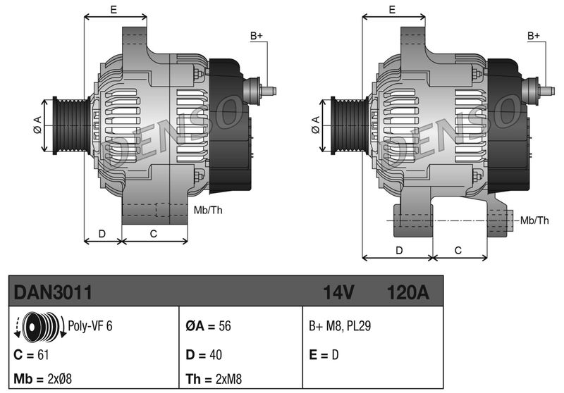 DENSO DAN3011 Alternator