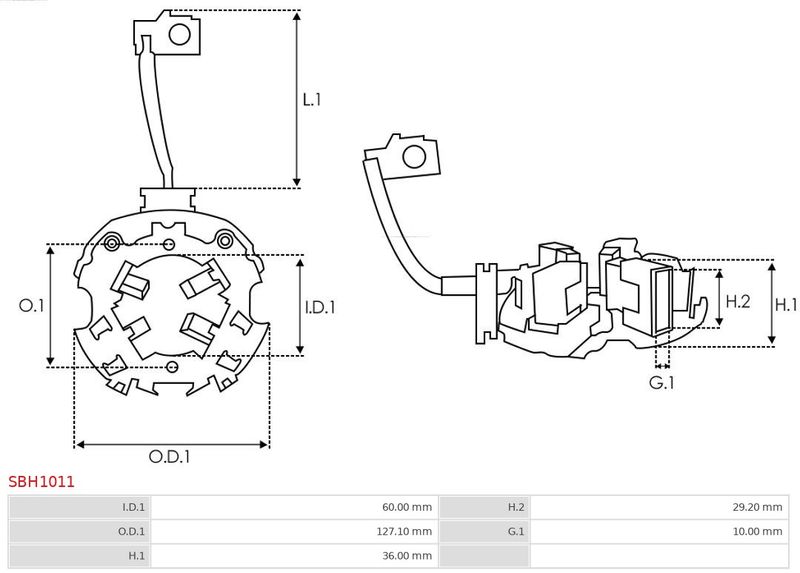 Кронштейн, вугільні щітки, Auto Starter SBH1011