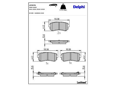 DELPHI LP3576 Brake Pad Set, disc brake