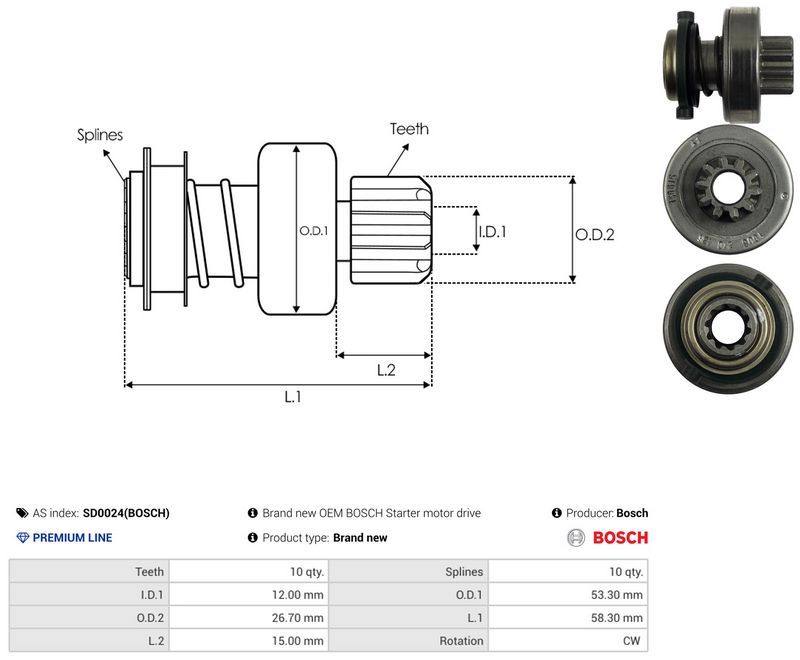AS-PL SD0024(BOSCH) Freewheel Gear, starter