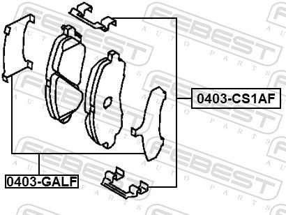 Комплект приладдя, накладка дискового гальма, Febest 0403-CS1AF