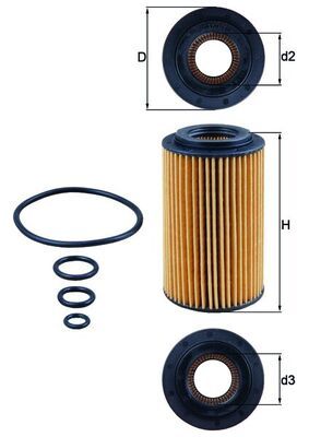 Оливний фільтр, фільтрувальний елемент, Knecht OX153/7D