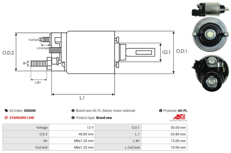 AS-PL SS6040 Solenoid Switch, starter