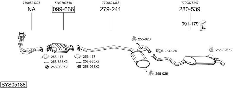 BOSAL kipufogórendszer SYS05188