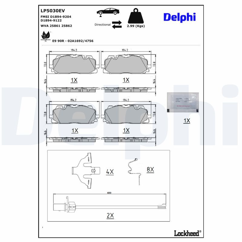 DELPHI LP5030EV Brake Pad Set, disc brake