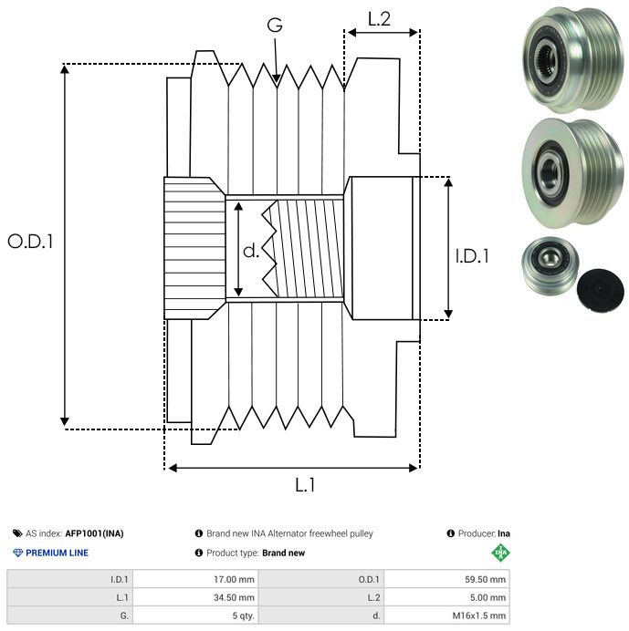 AS-PL AFP1001(INA) Alternator Freewheel Clutch