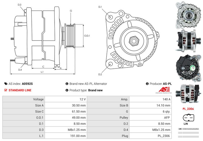 AS-PL A0592S Alternator