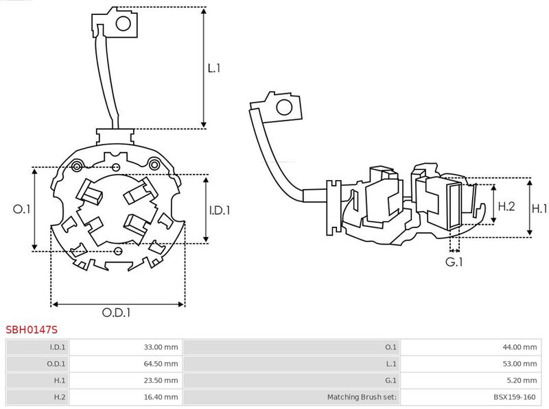 AS-PL SBH0147S Holder, carbon brushes