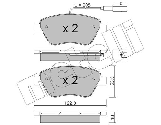 Комплект гальмівних накладок, дискове гальмо, Metelli 22-0321-3