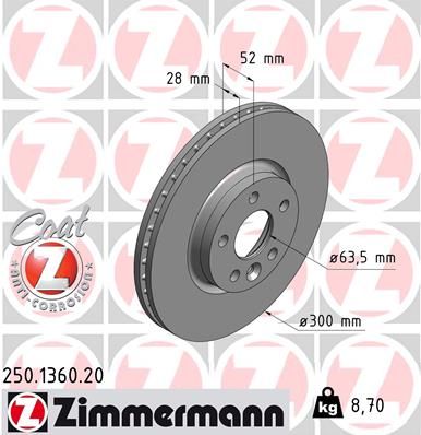 ZIMMERMANN féktárcsa 250.1360.20