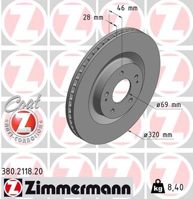 Гальмівний диск, Zimmermann 380.2118.20