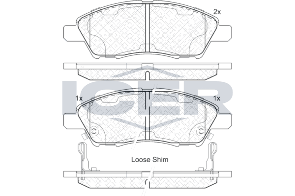 Комплект гальмівних накладок, дискове гальмо, Icer 182073