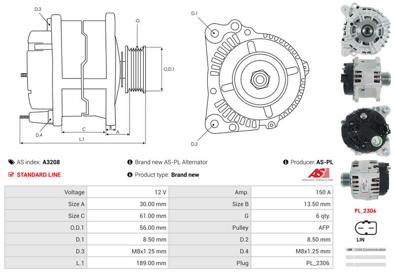 AS-PL A3208 Alternator