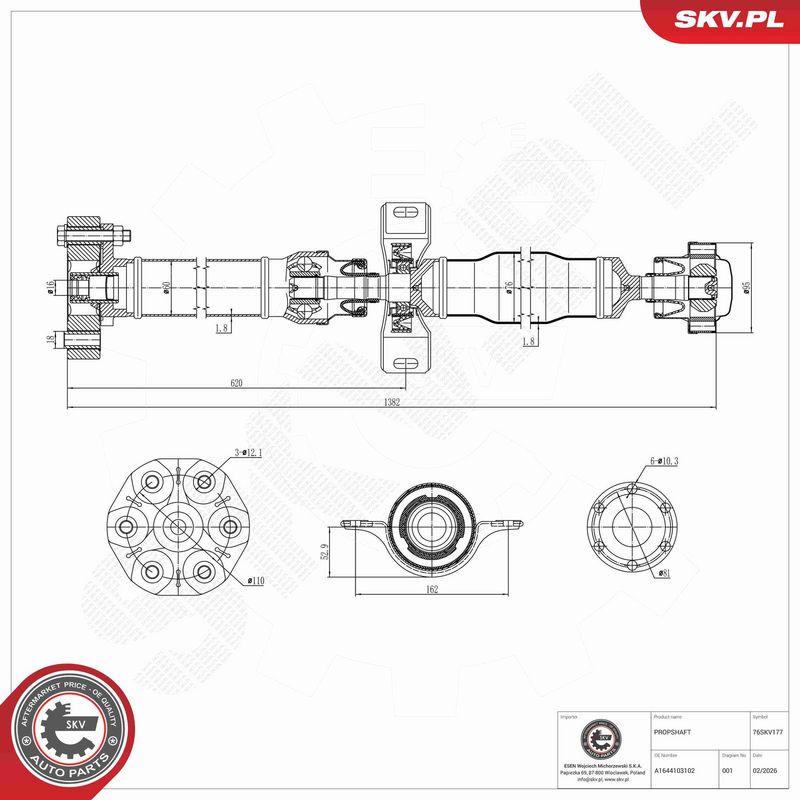 ESEN SKV 76SKV177 Drive Shaft