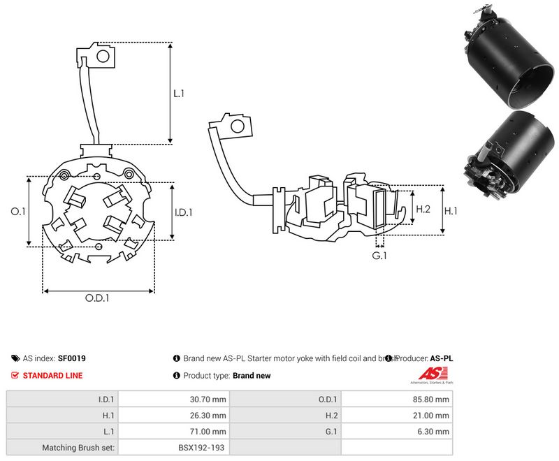 AS-PL SF0019 Holder, carbon brushes
