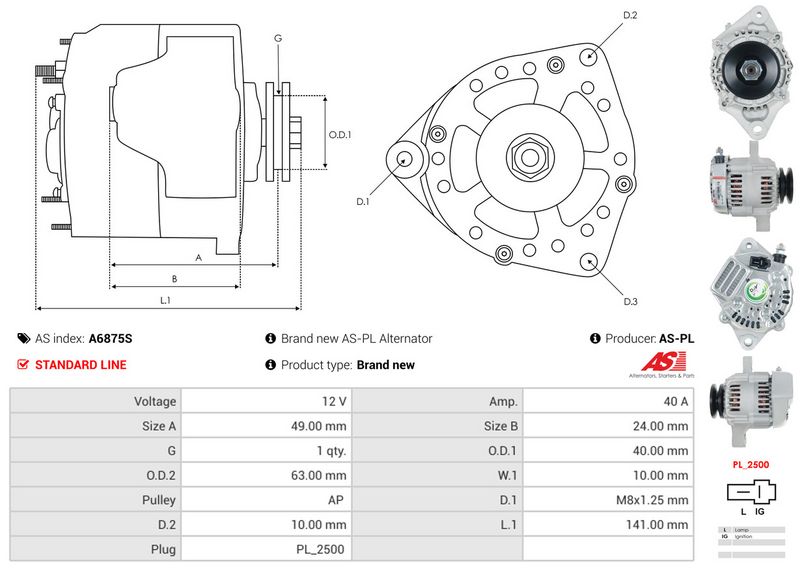 AS-PL A6875S Alternator