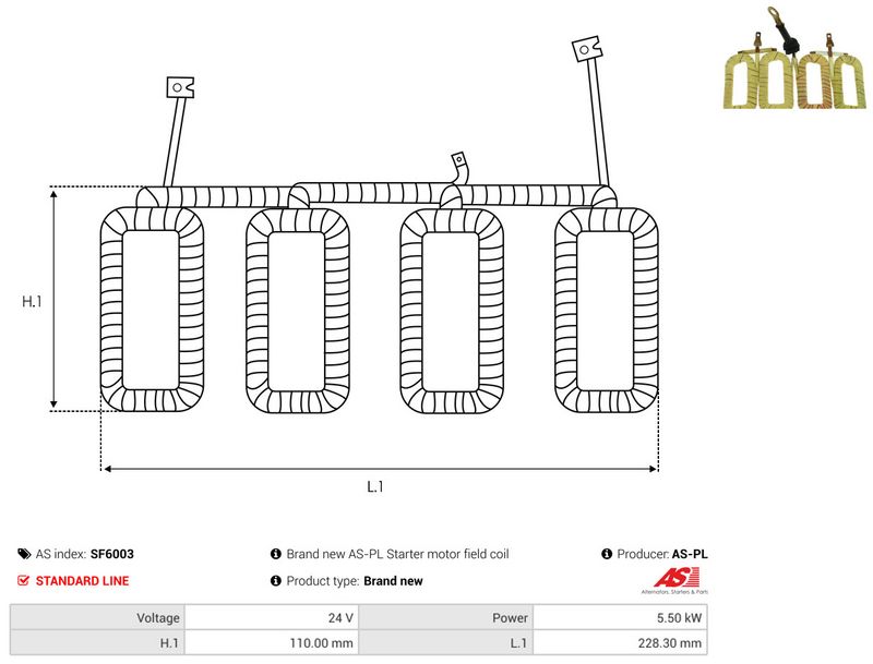 AS-PL SF6003 Field Winding, starter